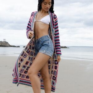 Granny Square Crochet Multi coloured Kimono  ( Sold )